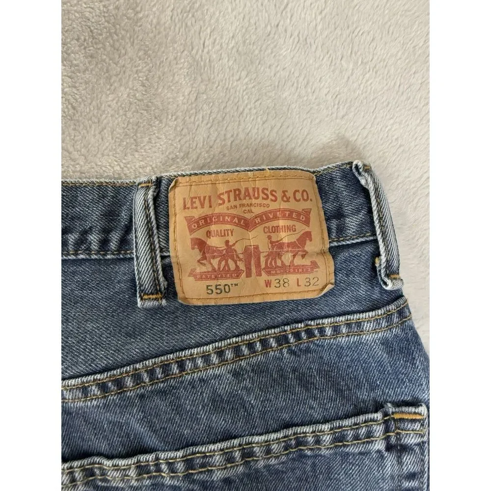 Levis 550 Jeans Mens 38x32‎ Blue Denim Relaxed Fit Straight Leg